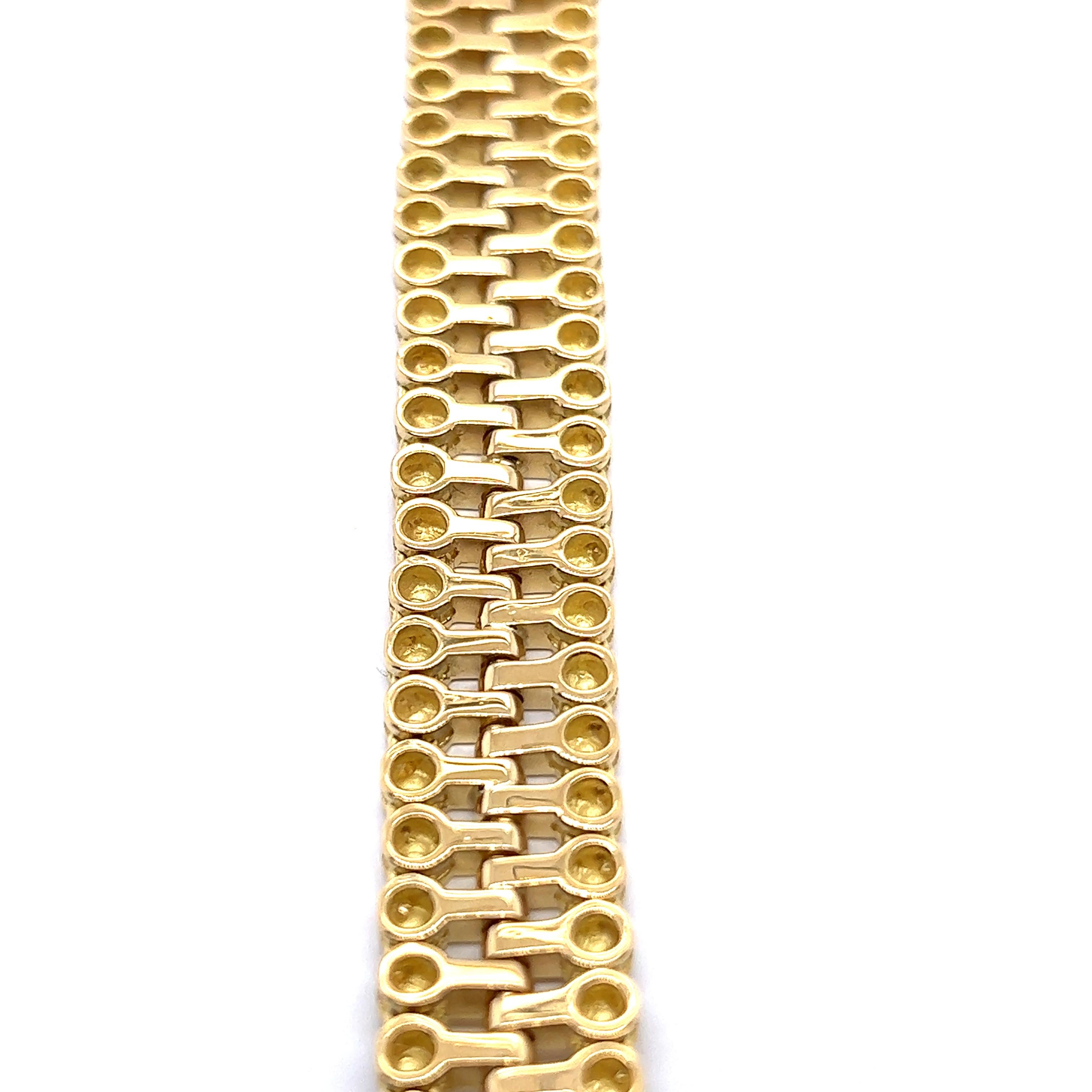 Women's or Men's Zipper Bracelet with Diamonds in 18 Karat Yellow and White Gold For Sale