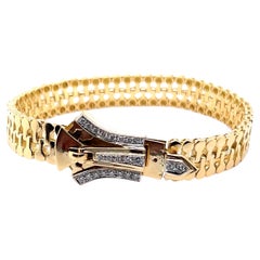 Vintage Zipper Bracelet with Diamonds in 18 Karat Yellow and White Gold