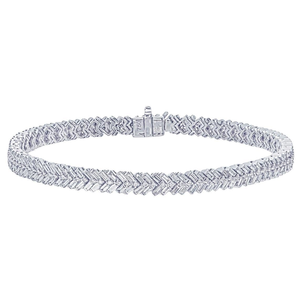 Zipper diamond tennis bracelet in 18kt white gold