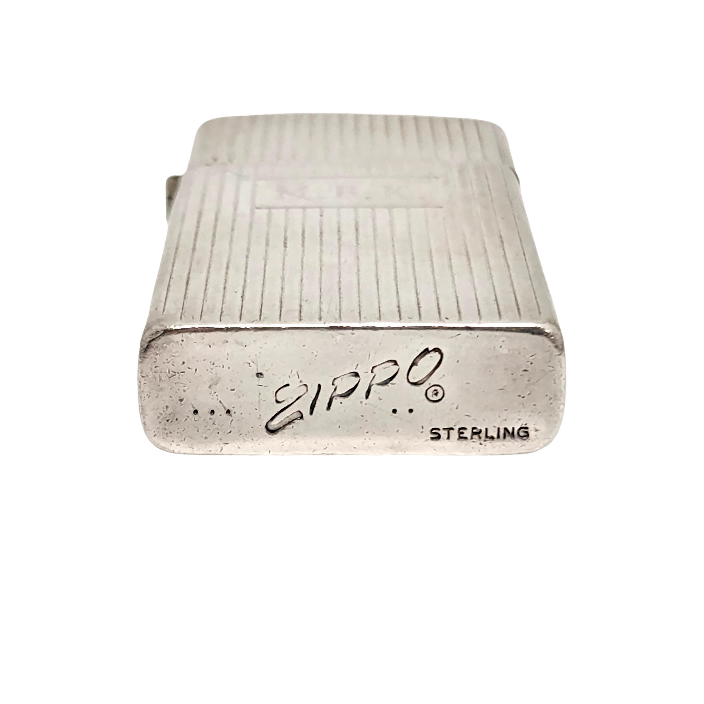 Zippo Sterling Silber Motor gedreht Slim Feuerzeug Fall Halter w / Monogramm #13040 im Angebot 12