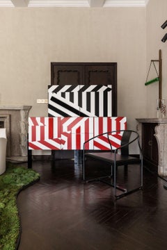 Ziqqurat Cabinet L White Black Red Stripes by Driade