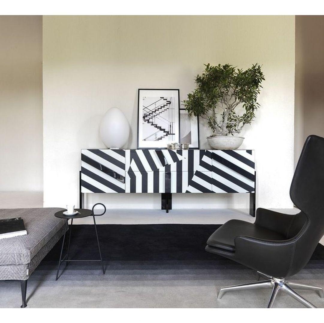 Italian Ziqqurat Cabinet L White Black Stripes by Driade For Sale
