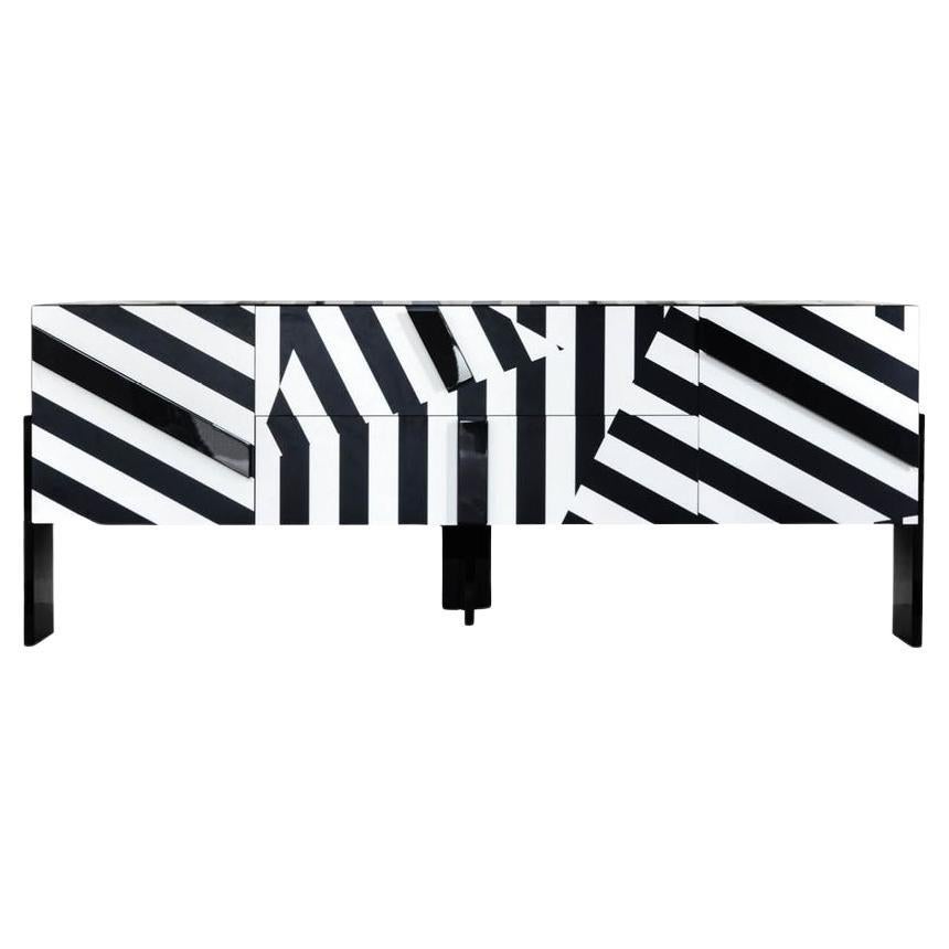 Ziqqurat Cabinet L White Black Stripes by Driade For Sale