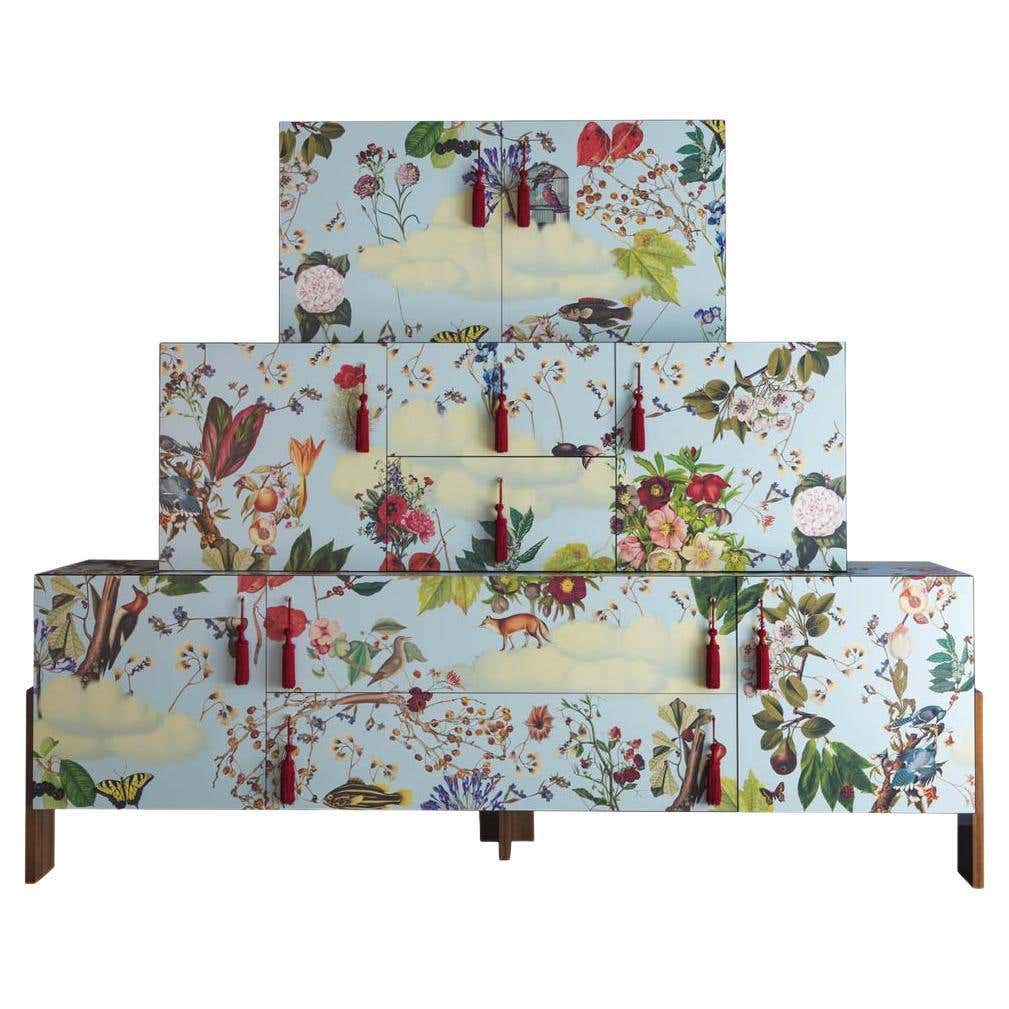 Ziqqurat Cabinet XL Floral and Walnut by Driade For Sale at 1stDibs