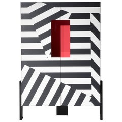 Ziqqurat Low Cabinet in Black and White Pattern with Red Detail by Driade Lab