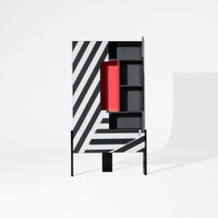 Ziqqurat Vertical Cabinet M White & Black Stripes by Driade