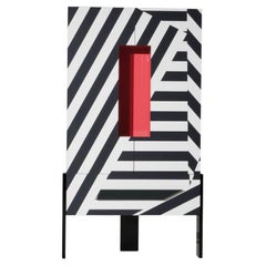 Ziqqurat Vertical Cabinet M White & Black Stripes by Driade
