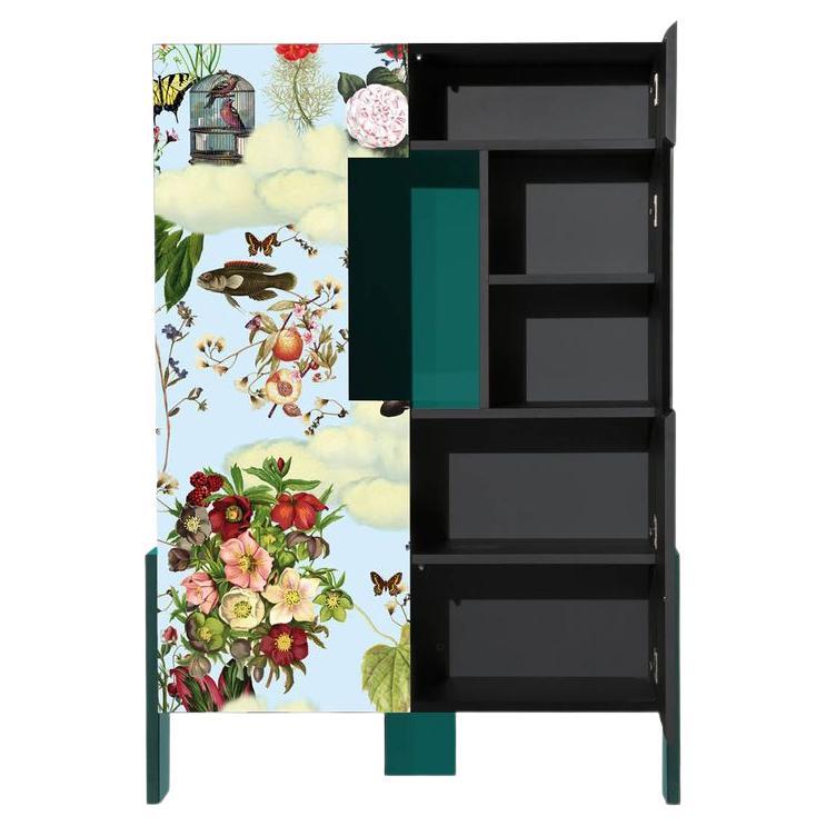 Ziqqurat Vertical Cabinet S Floral and Teal Color by Driade For Sale