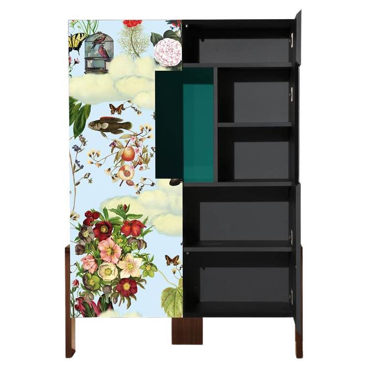 Ziqqurat Vertical Cabinet S Floral and Walnut by Driade For Sale