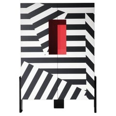 Ziqqurat Vertical Cabinet S Black and White Striped Pattern by Driade