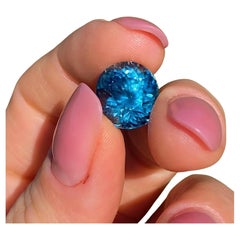 Zircon 14.20Ct Blue natural gemstone, Oval cut, Cambodia, Certificate GIA