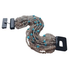 Zircon and Natural Turquoise Multistring Bracelet