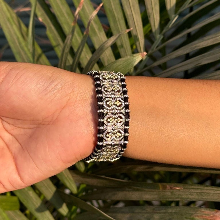 Bracelet Ajustable Macramé Argent 925 Avec 21 Diamants - Cadeau Fait Main - Rose/marron