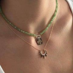 Zircon Champagne Beaded Necklace with Squared Snake Motif