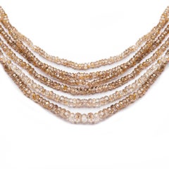 Zircon Champagne Multi Row Bead Necklace Sterling Silver Natalie Barney