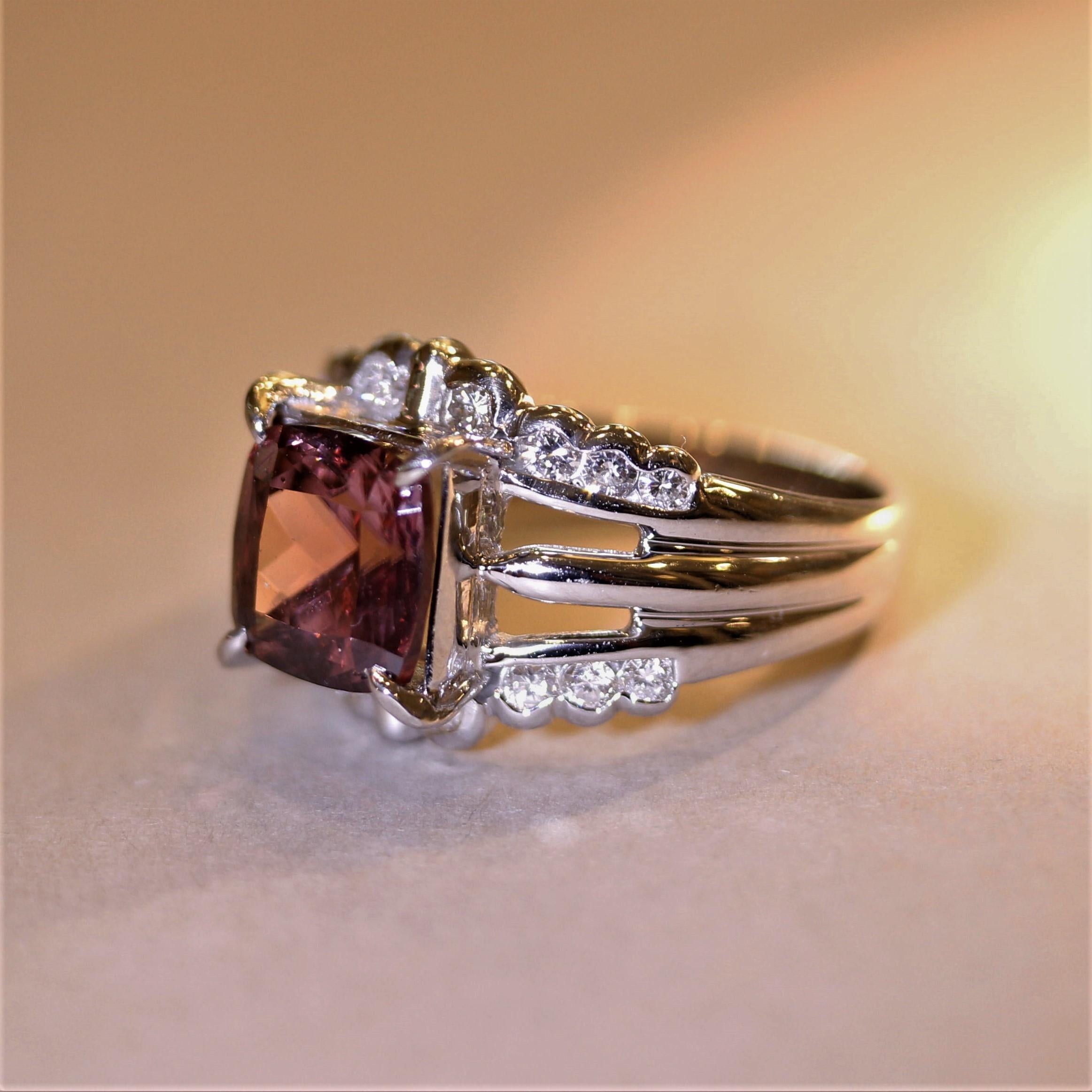 Mixed Cut Zircon Diamond Platinum Ring For Sale