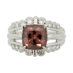 Zircon Diamond Platinum Ring