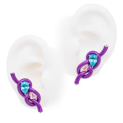 Zircon & Diamond Purple Knot Earrings, 18K Rose Gold, Austy Lee