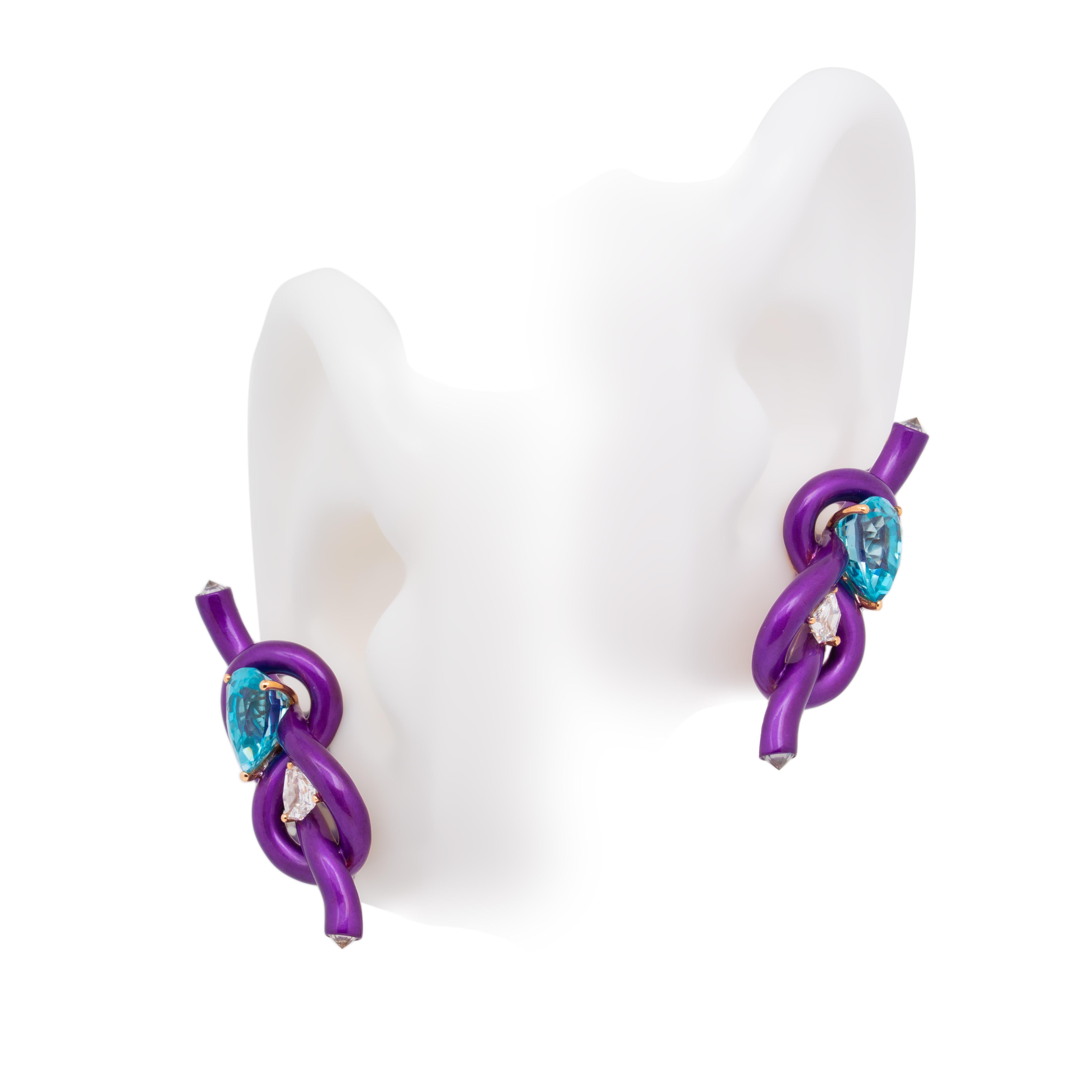 Orecchini con zircone e diamante, oro rosa 18 carati, Austy Lee In condizioni Nuovo in vendita a Hong Kong, HK