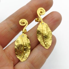 Zircon 24K Gold Plate Silver Contemporary Modern Artist Design Stud Earrings