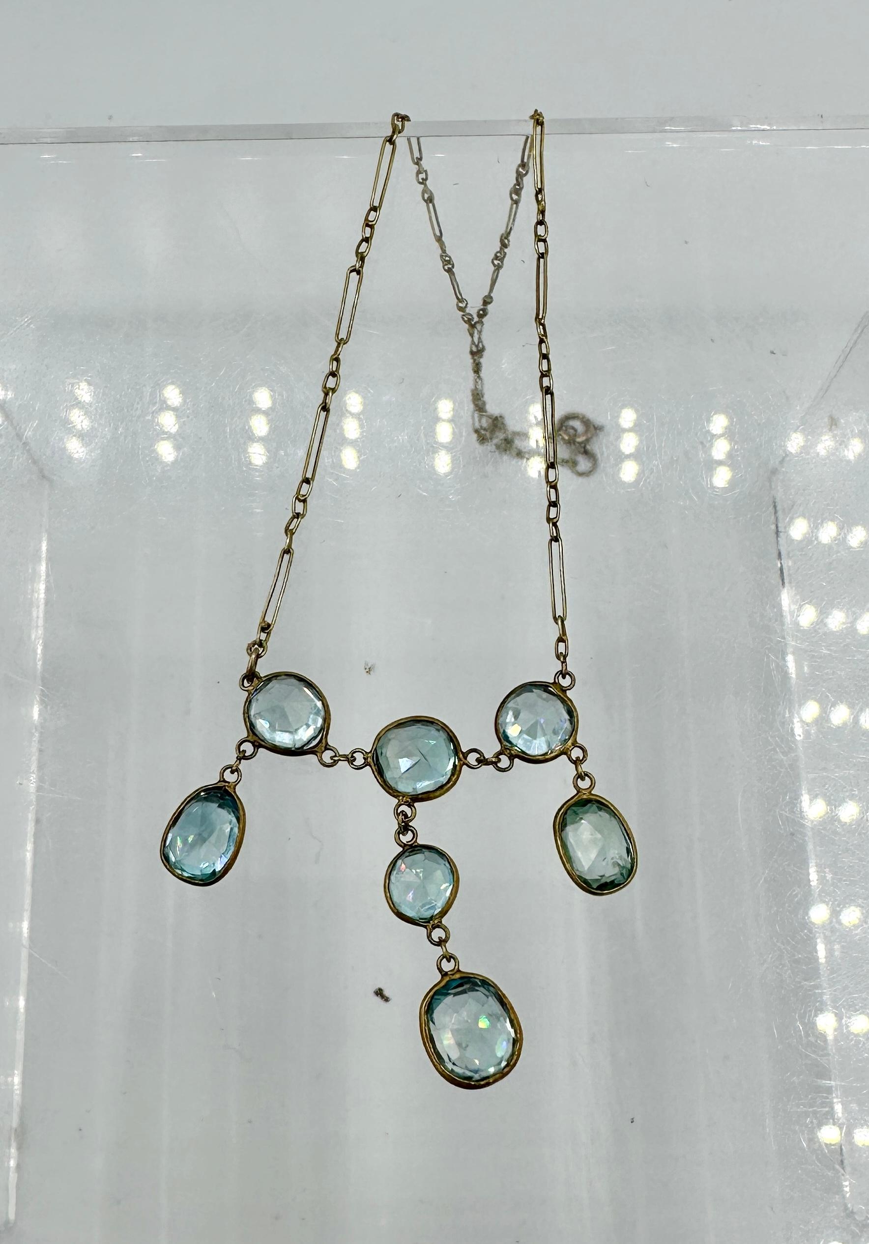Women's Zircon Necklace Gold Antique Retro Dangle Drop Necklace Bridgerton Downton Abbey For Sale