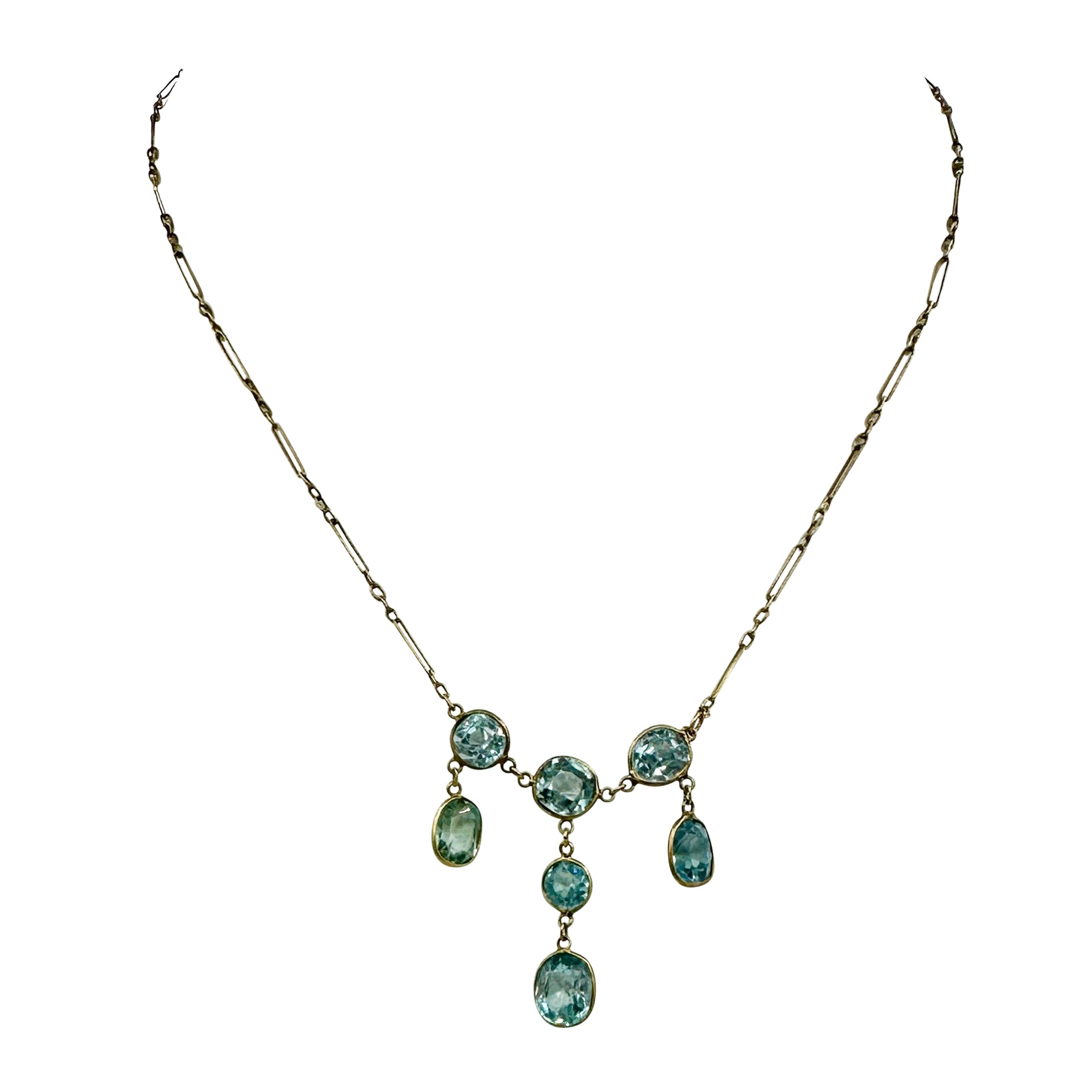 Collar Circonio Oro Antiguo Retro Colgante Collar Bridgerton Downton Abbey en venta