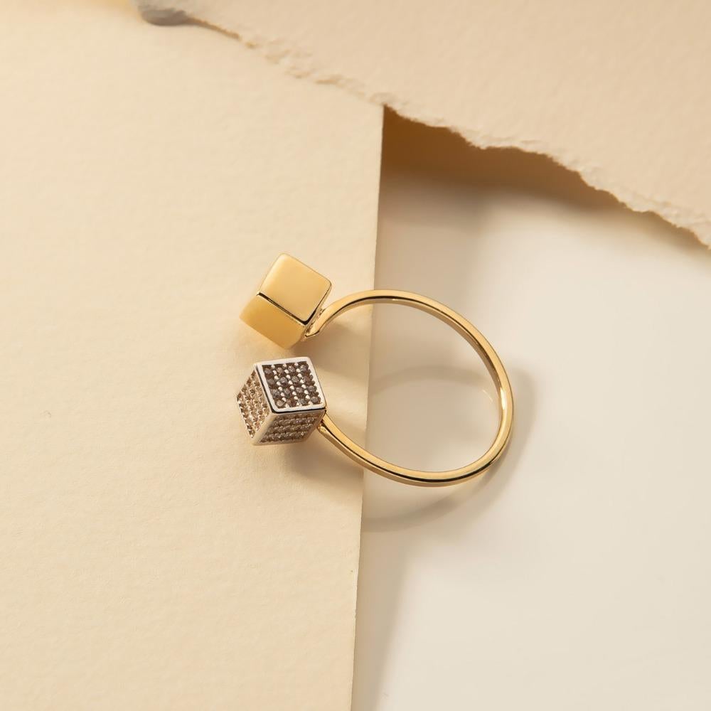 Women's Zircon Open Ring in 14k Yellow Gold For Sale