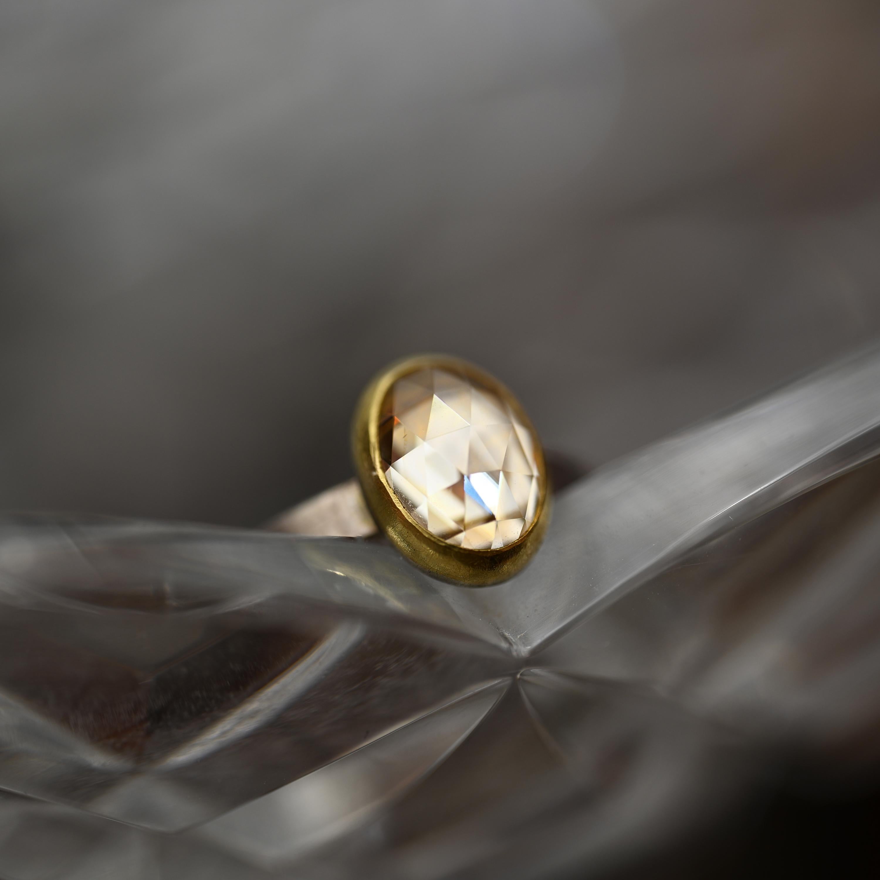 Anello con zircone, Sterlina, 22 carati, taglio rosa, misura 6.25, Unisex in vendita 6