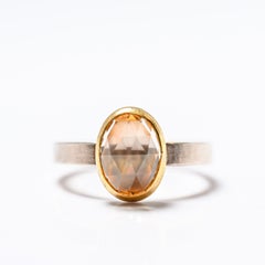 Anillo Circón, Plata de Ley, 22K, Corte Rosa, Talla 6.25, Unisex