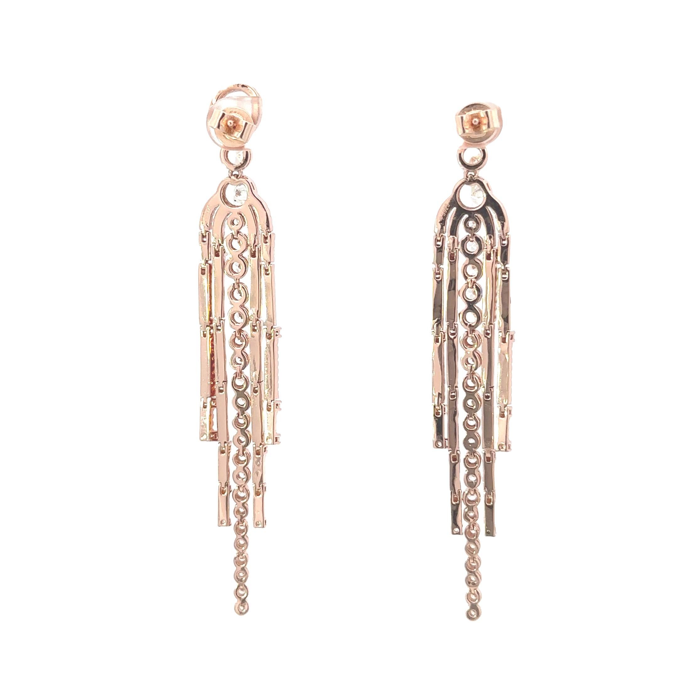 Zircon Shoulder Long Dangle Earrings for Engagement in 925 Sterling Silver For Sale 4