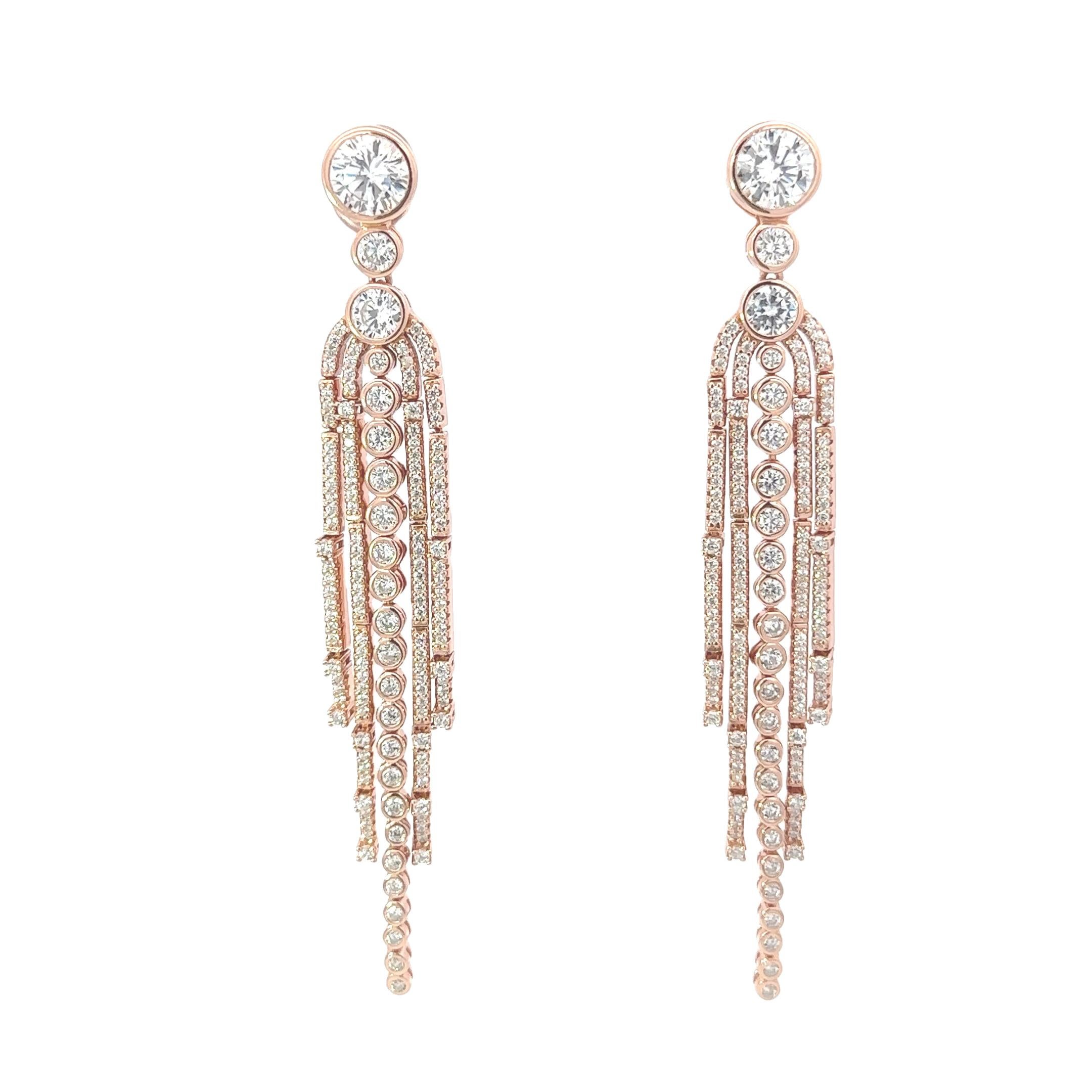 Zircon Shoulder Long Dangle Earrings for Engagement in 925 Sterling Silver In New Condition For Sale In New York, NY