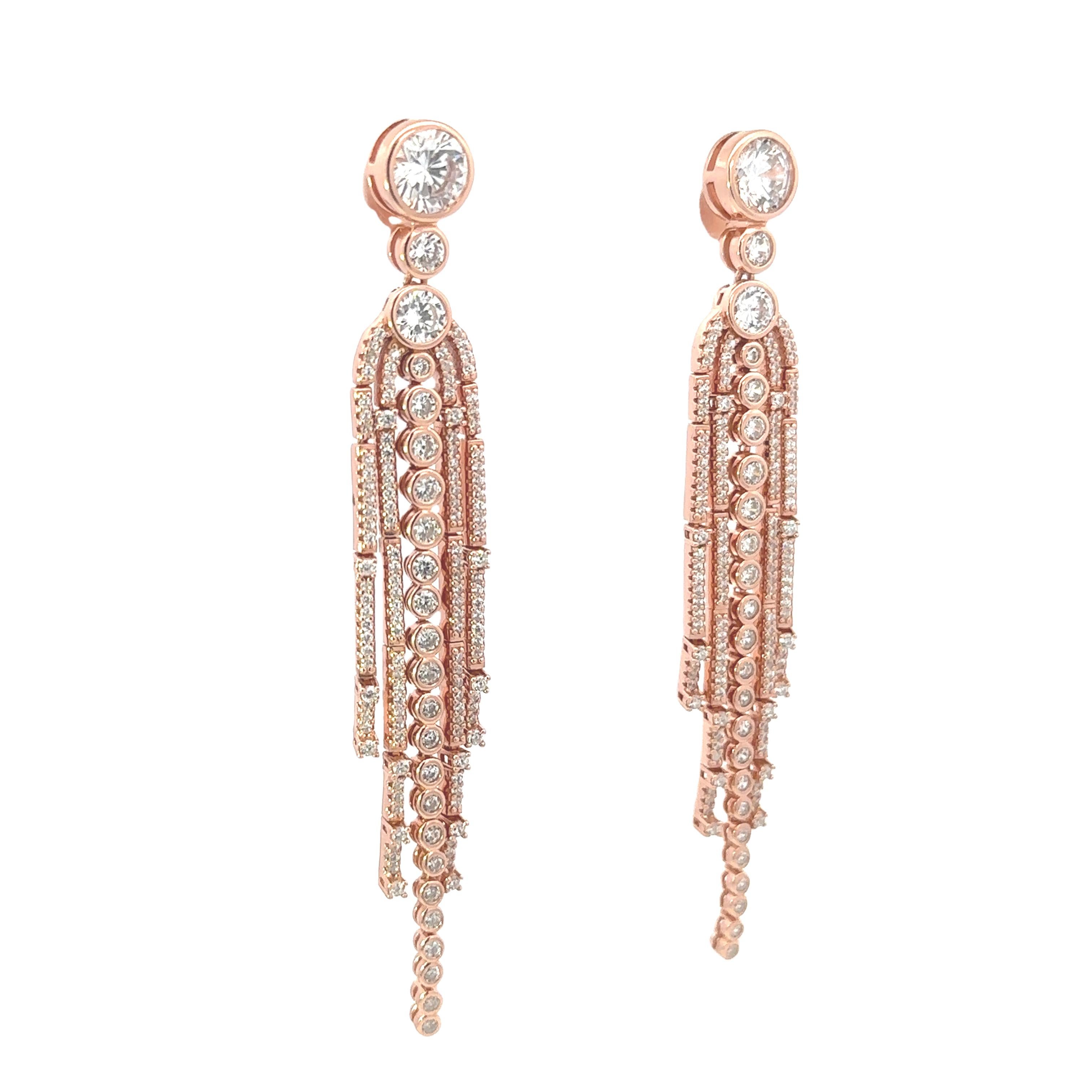 Zircon Shoulder Long Dangle Earrings for Engagement in 925 Sterling Silver For Sale 1