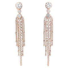 Zircon Shoulder Long Dangle Earrings for Engagement in 925 Sterling Silver