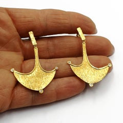 Zirconia 24 K Gold Plate Silver Contemporary Modern Earrings