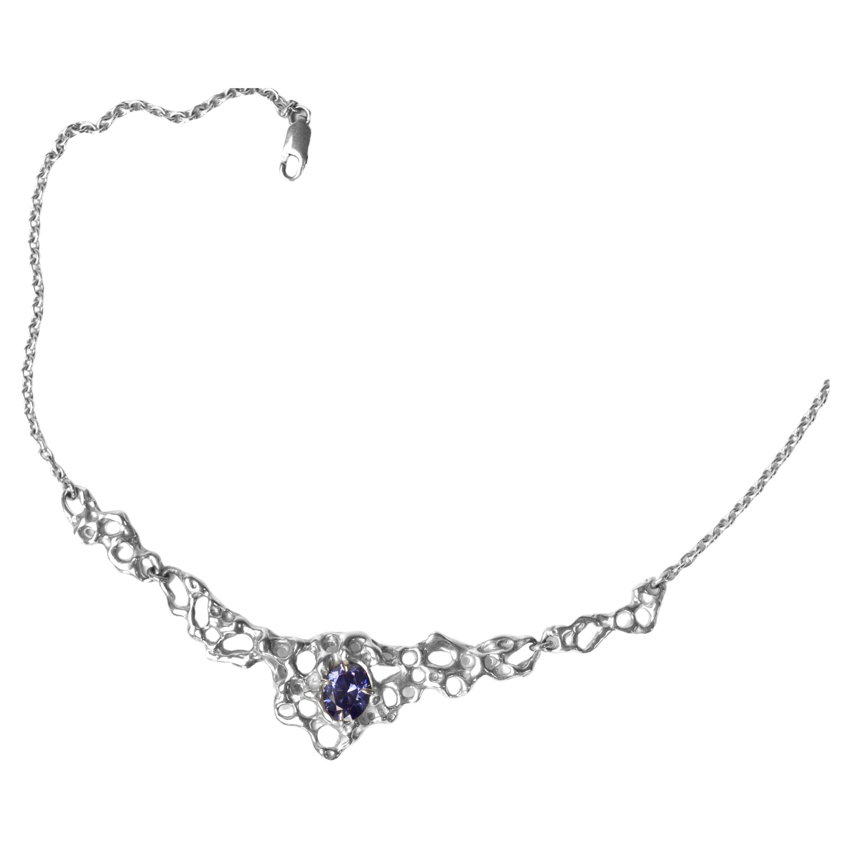 Zirconium Skin Wave Necklace by Céphéide Joaillerie en vente