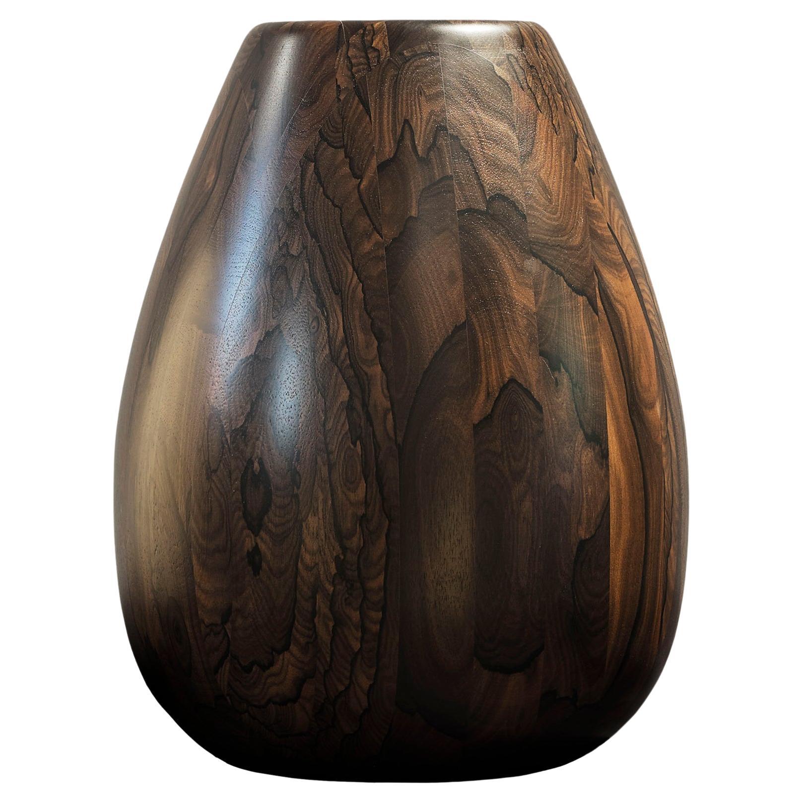 Ziricote Wood Vase h25 design Franco Albini - edit b Officina della Scala For Sale