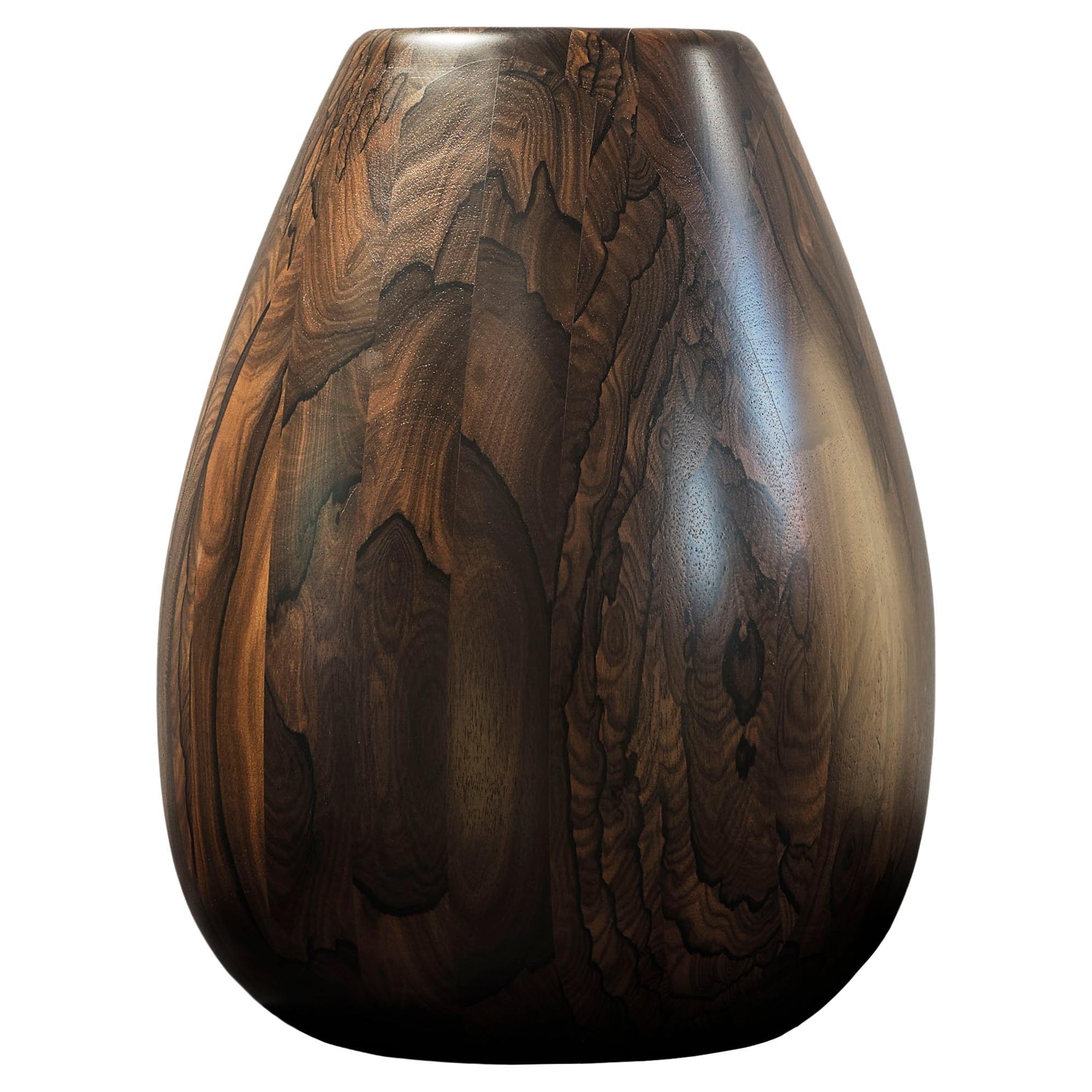 Ziricote Wood Vase h50 design Franco Albini - edit b Officina della Scala For Sale