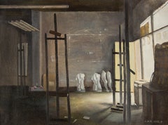 Zirui Cheng  Óleo original sobre lienzo "Luz en el estudio"