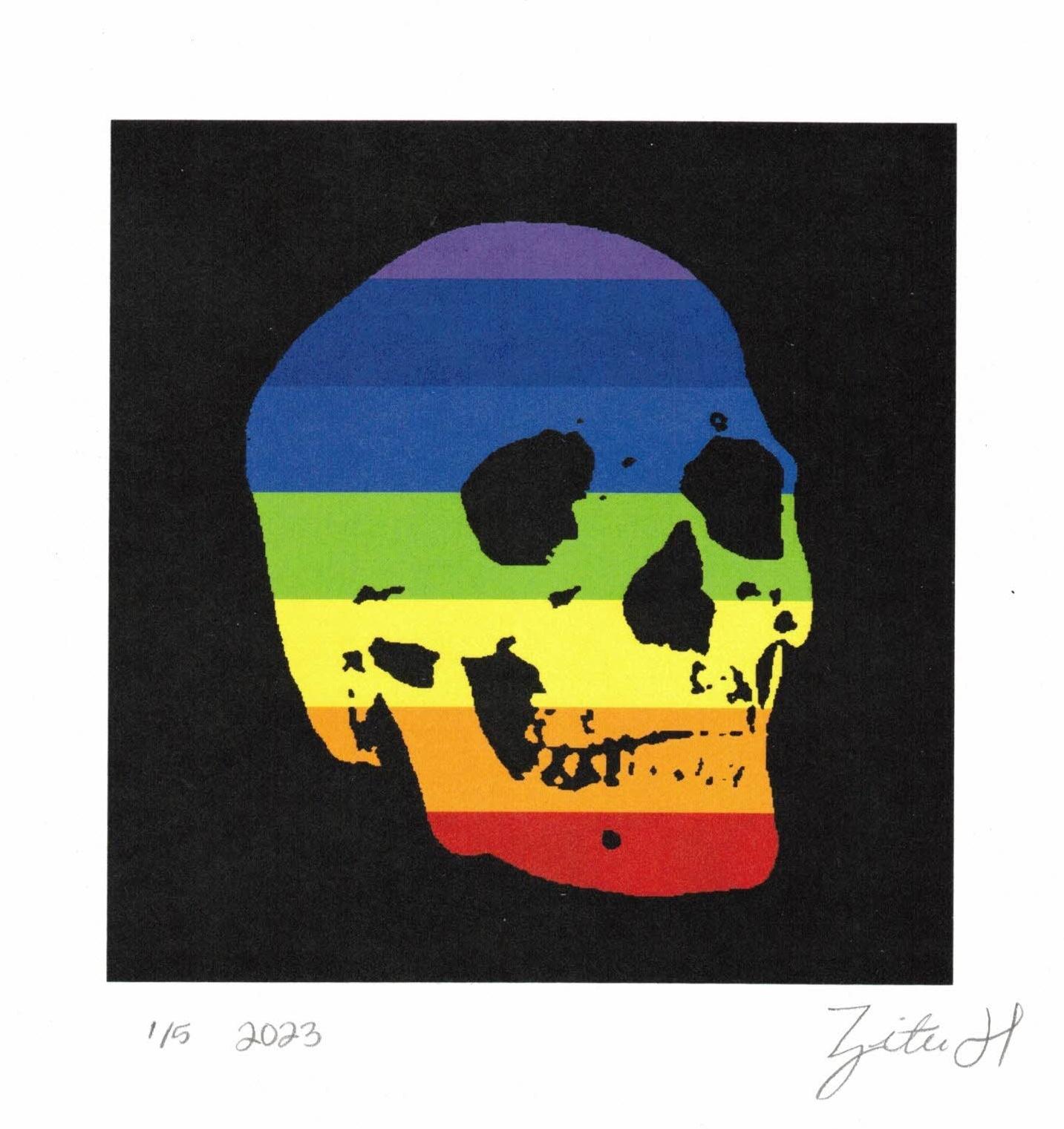 Rainbow Skull #243 - Print by Zita Hastings