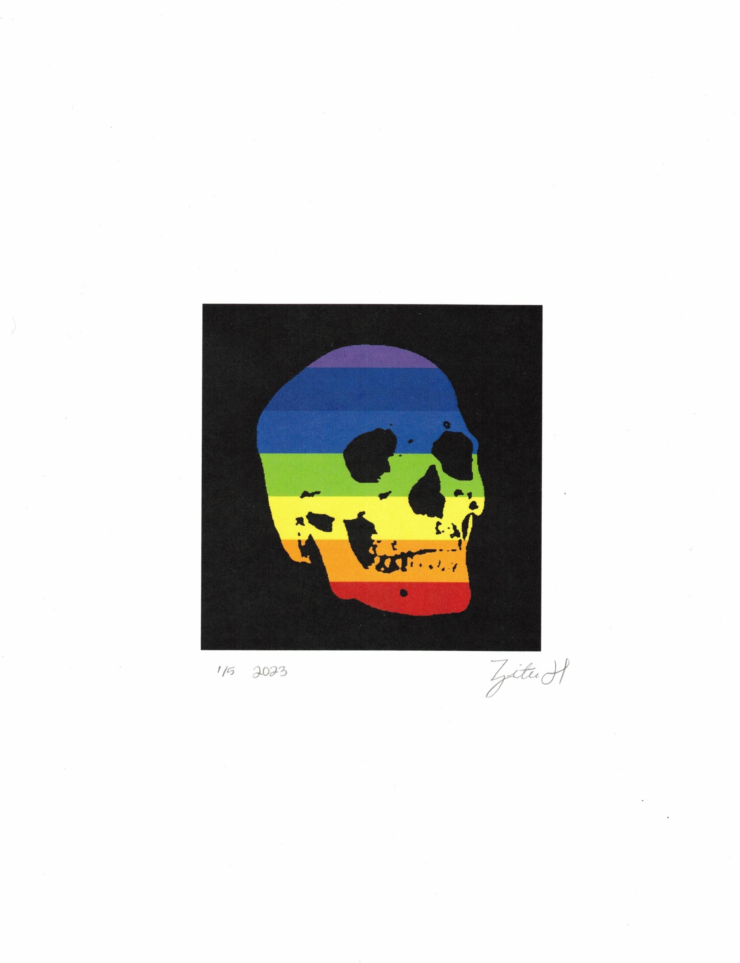 Zita Hastings Figurative Print - Rainbow Skull #243