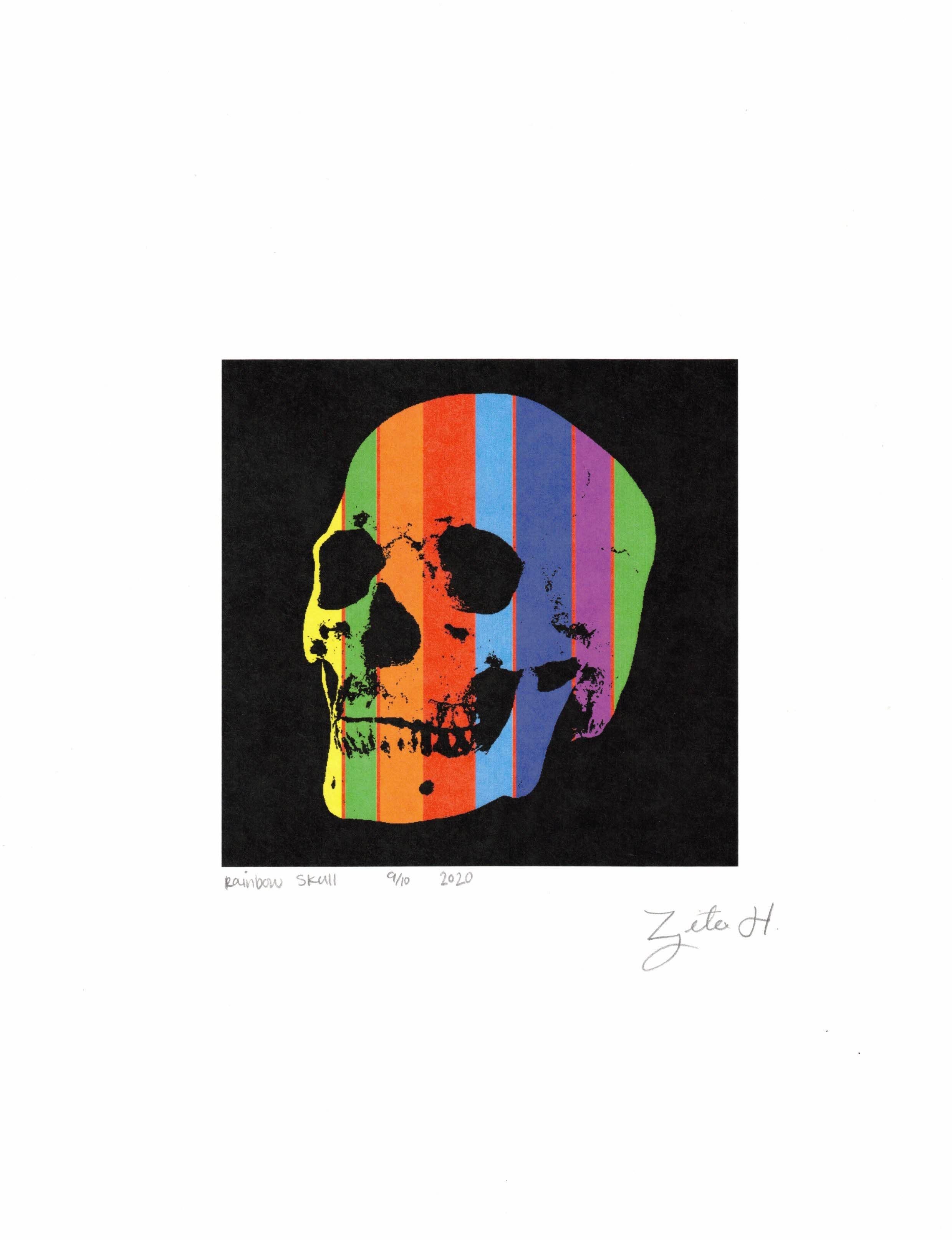 Zita Hastings Figurative Print - Rainbow Skull