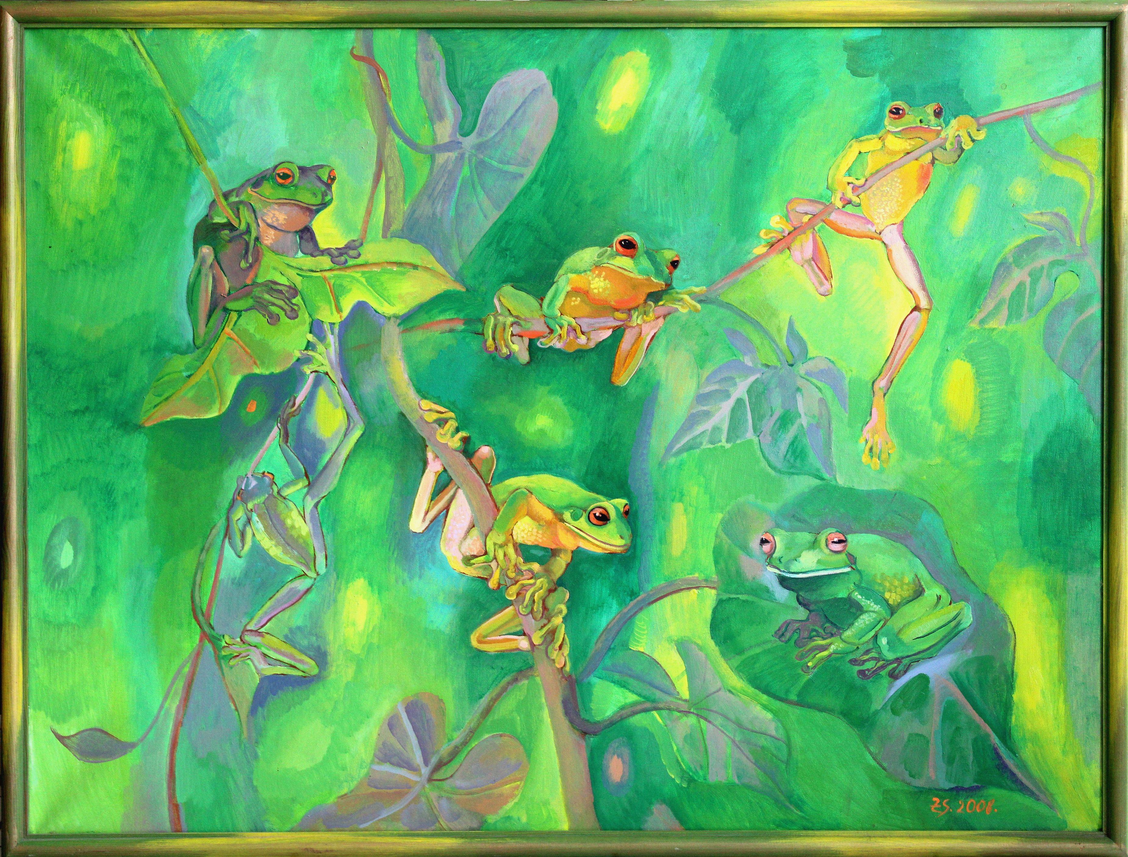 Die Grünen. Öl auf Leinwand, 76x101,5 cm, Öl – Painting von Zita Sudnika