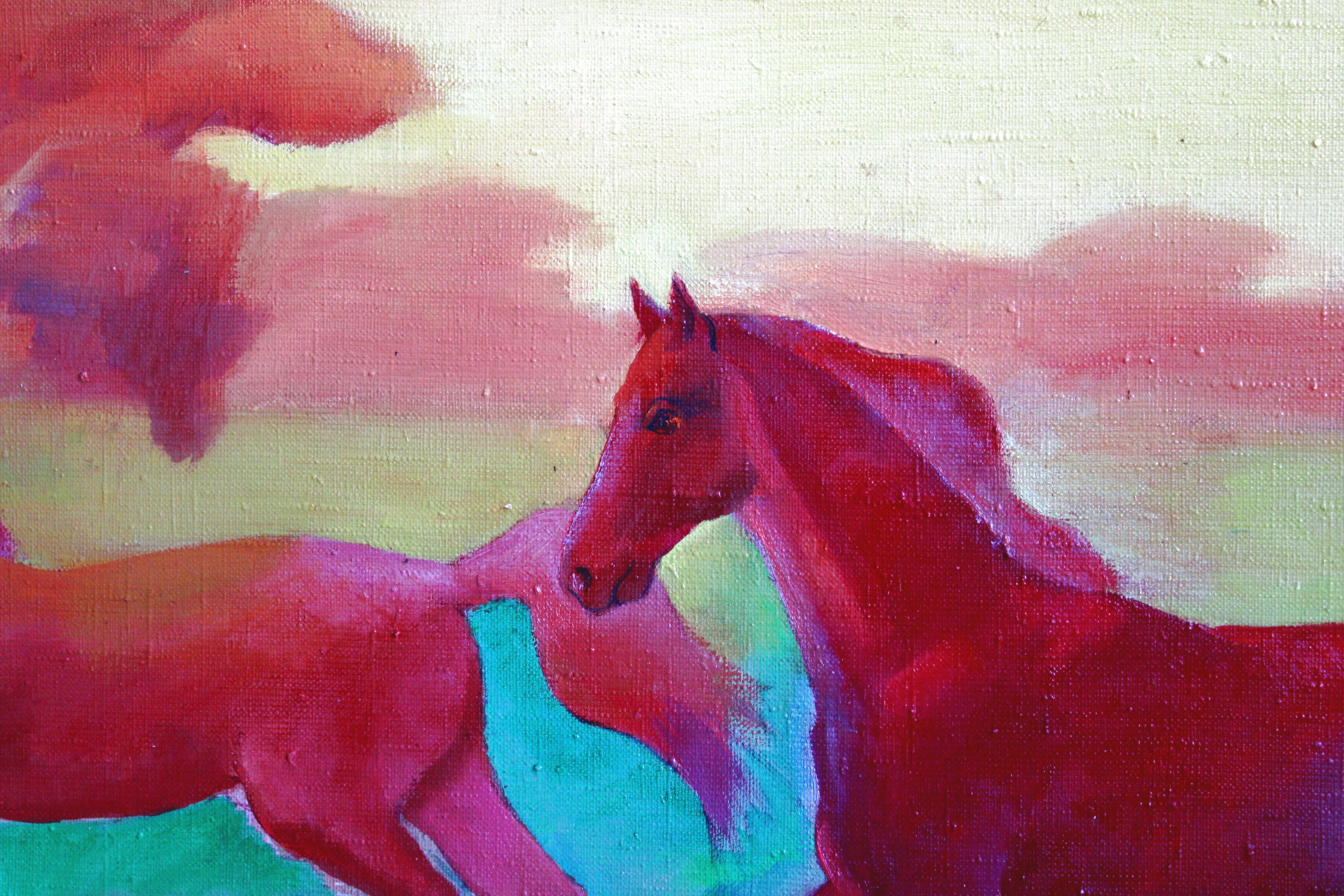 Caballos del sol. Óleo sobre lienzo, 80x120 cm en venta 1