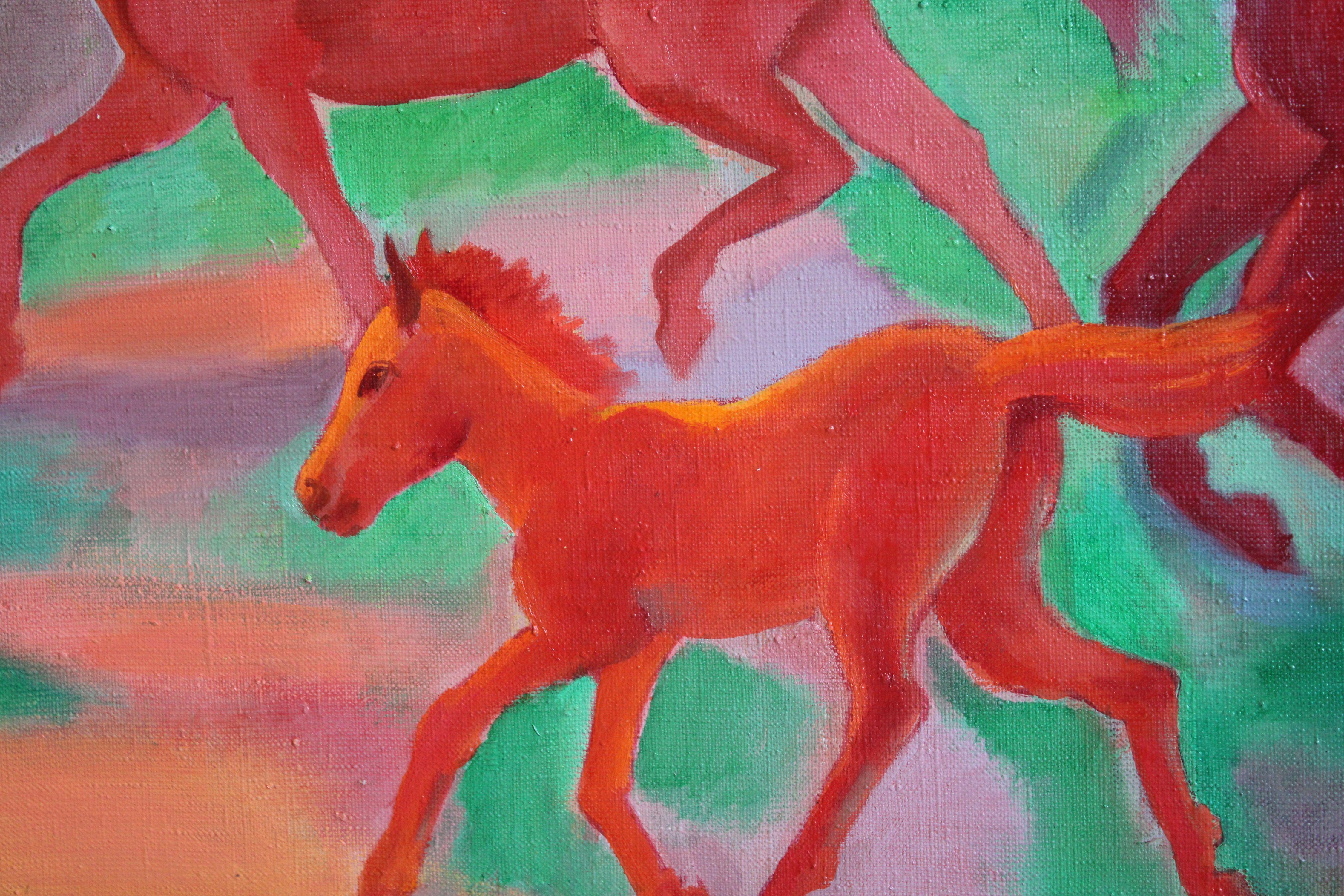 Caballos del sol. Óleo sobre lienzo, 80x120 cm en venta 2