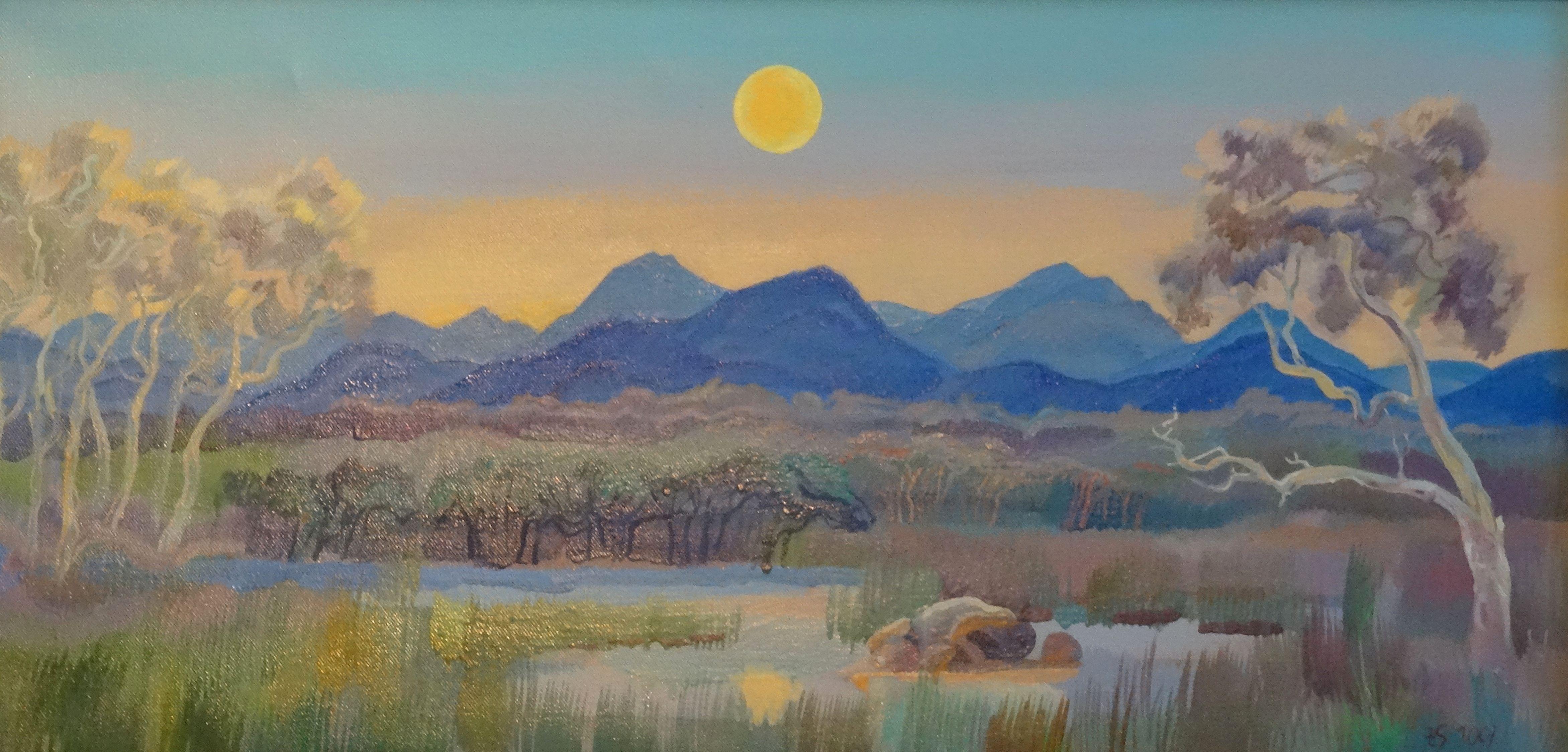 Mondschein. Öl auf Leinwand, 37x75 cm