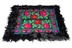 "Zitanpixel Squared on Roses", Hand Knotted Sheep Wool Gipsy Style Rug