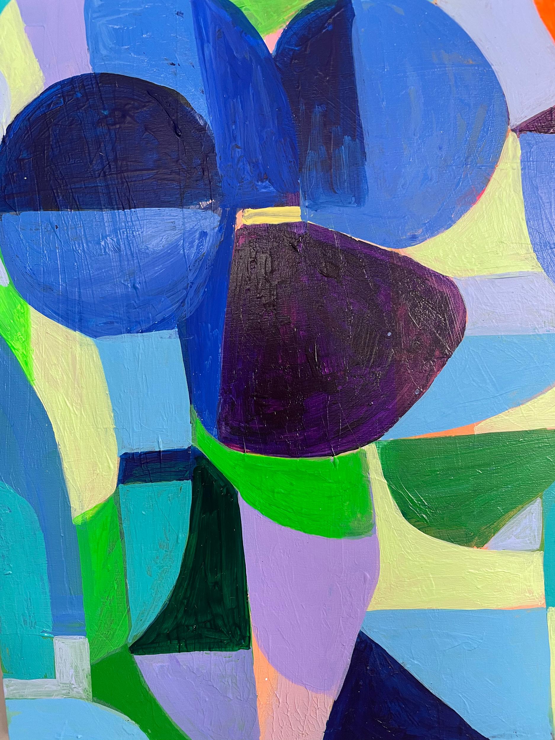 <p>Artist Comments<br />  Three colorful pansies emerge from an abstract garden landscape. Part of artist Ziui Vance's series of abstract floral paintings in which she describes growth as a study of shape, time, and color. 