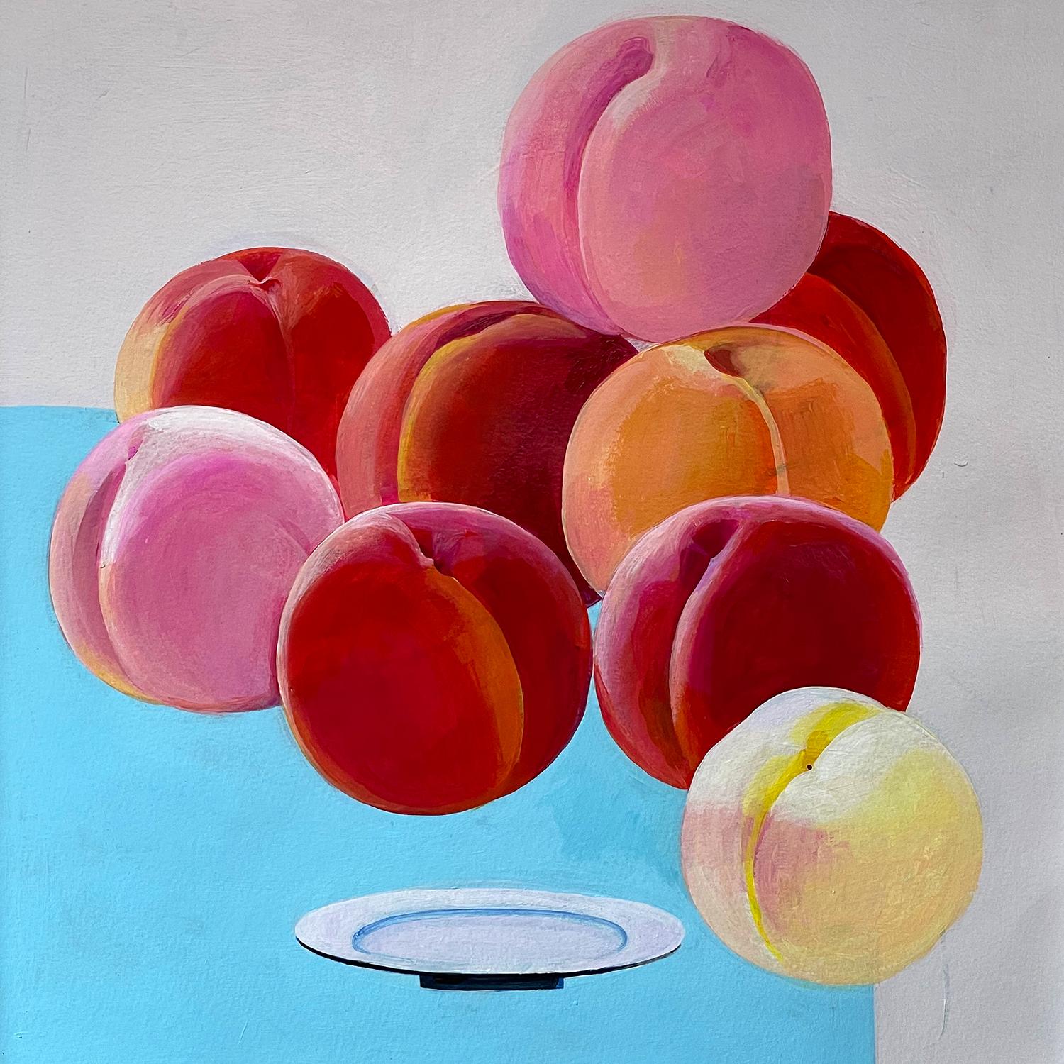 Ziui Vance Still-Life Painting - Tumbling Peaches, Original Painting