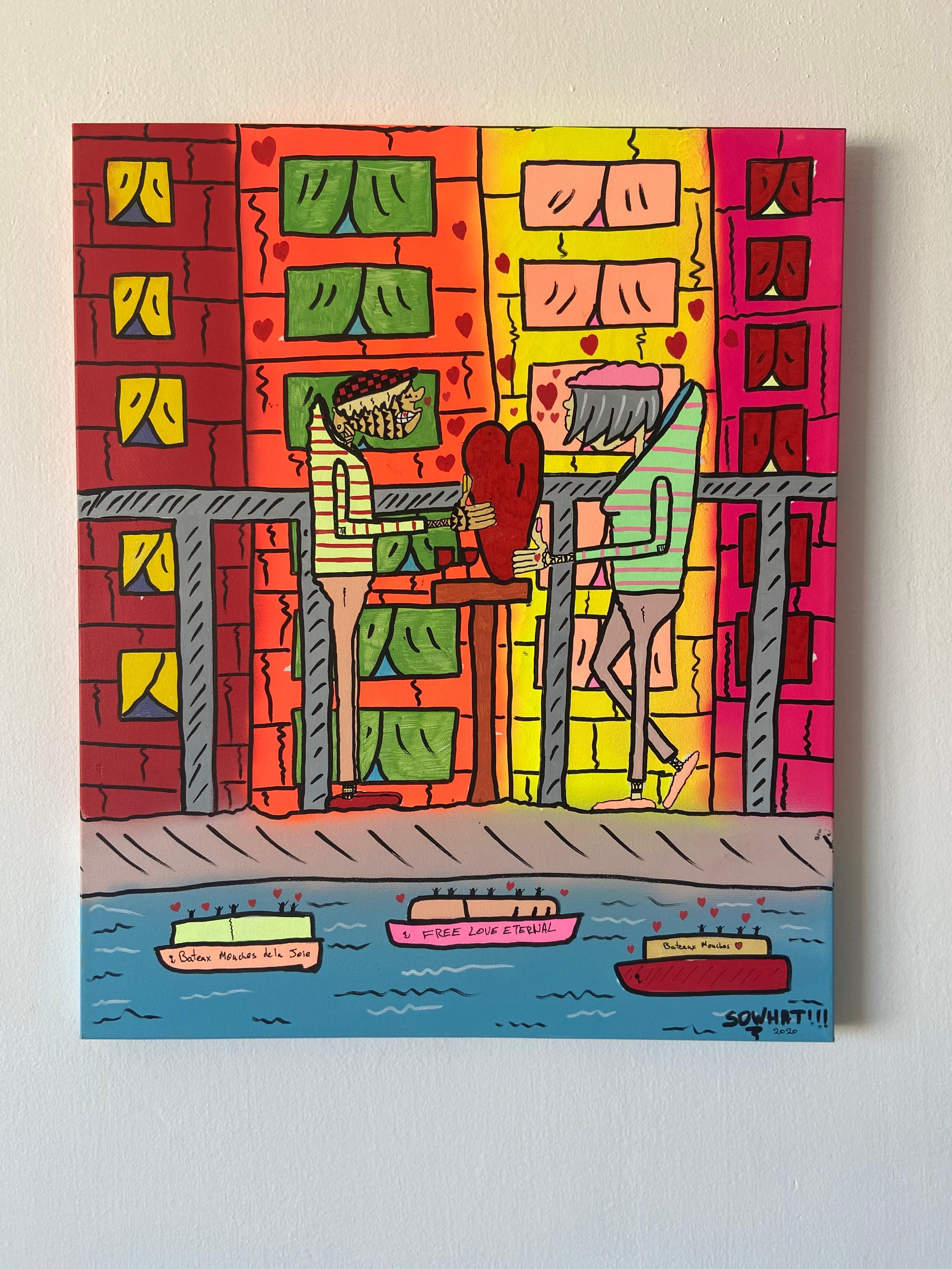 Arte contemporanea israeliana di Ziv Lahat - Un Pause D'amour au ile de la Cite in vendita 1