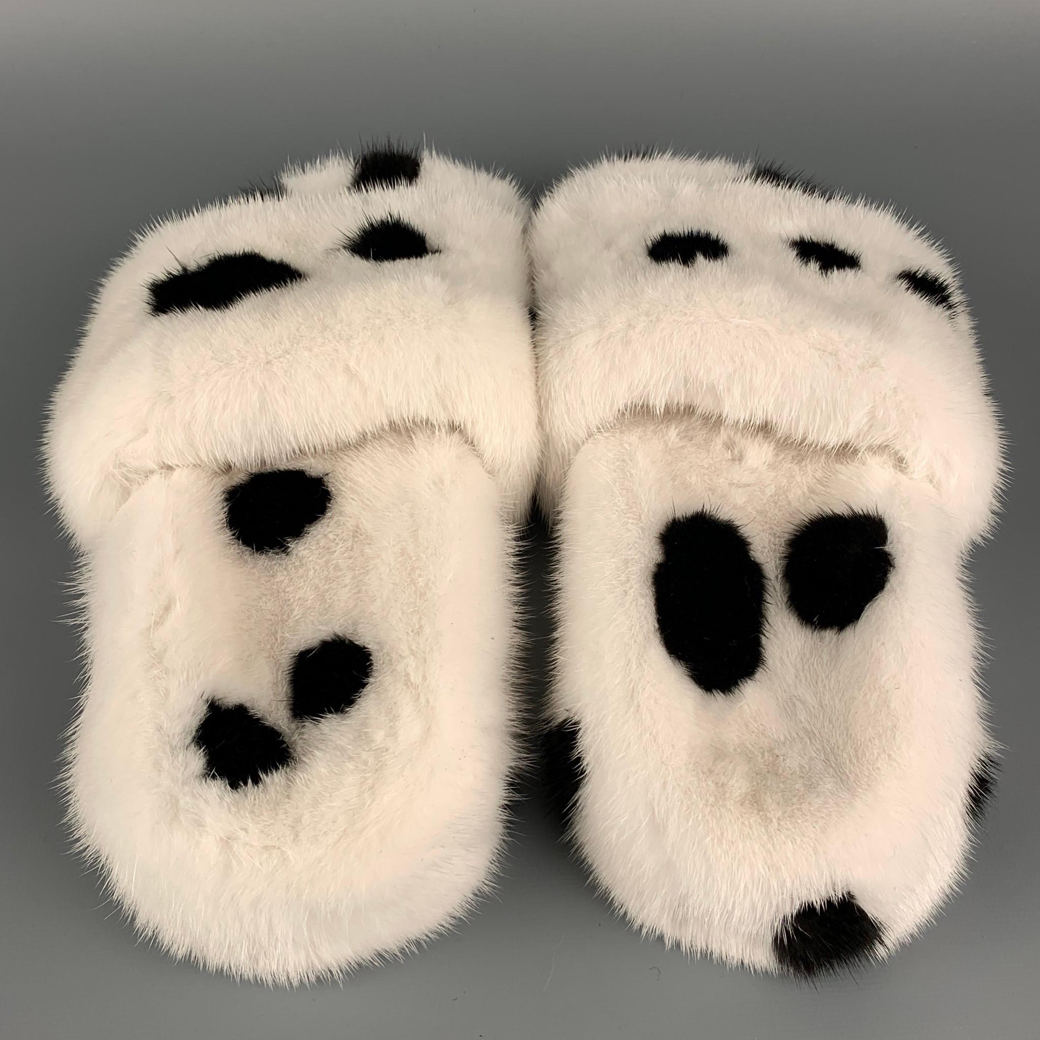 ZIZI DONAHOE Größe 8 Weiß Schwarz Saga Nerz Penelope Slides Damen